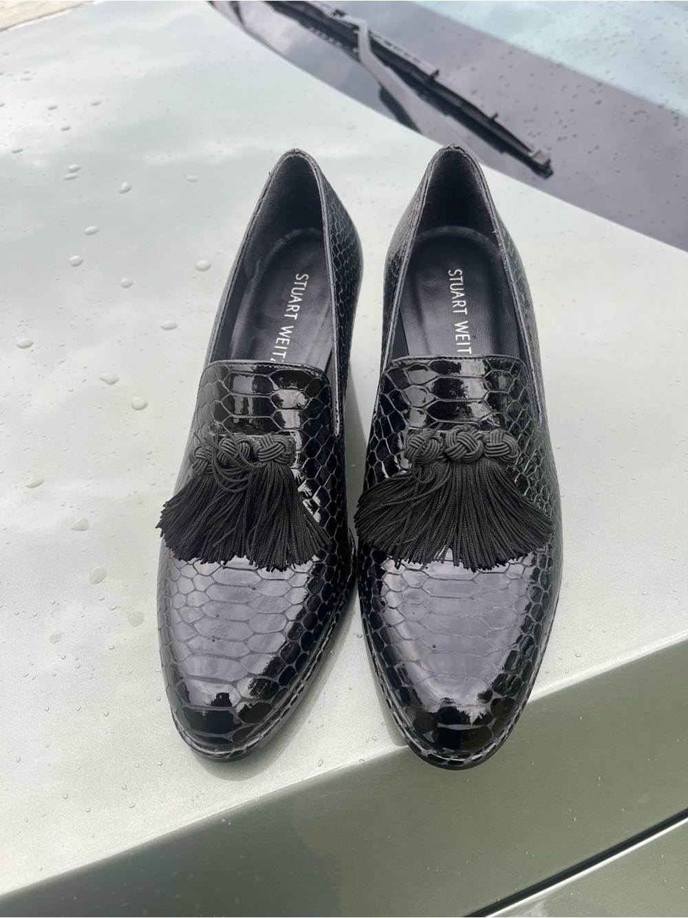 Stuart Weitzman Razmataz Tassel Heeled Loafer size 6.5 - Picture 2 of 5